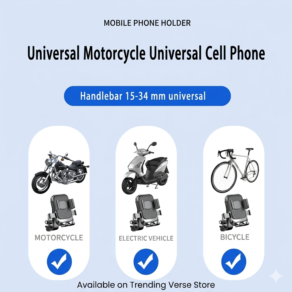 Universal Anti-Shake Motorcycle & Bicycle Mobile Phone Holder | 360° Rotation Heavy-Duty Handlebar Cradle Bracket