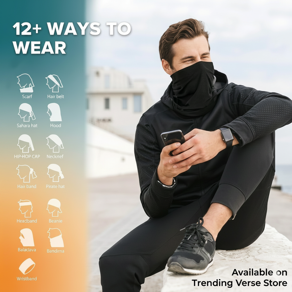 Universal Multi-Use Neck Gaiter & Face Mask | 12+ Ways to Wear Breathable Bandana for Riding, Cycling & Hiking