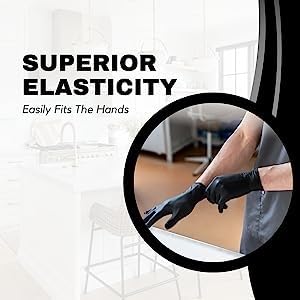 Black Nitrile Gloves, Surgical & General, Disposable Powder Free Examination Hand gloves Multi Purpose with Superior Durability Gloves (Medium, Pack of 100 (Black))