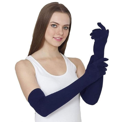 Pack of 3 Unisex Cotton Long Gloves Arm Covers (Multicolor)
