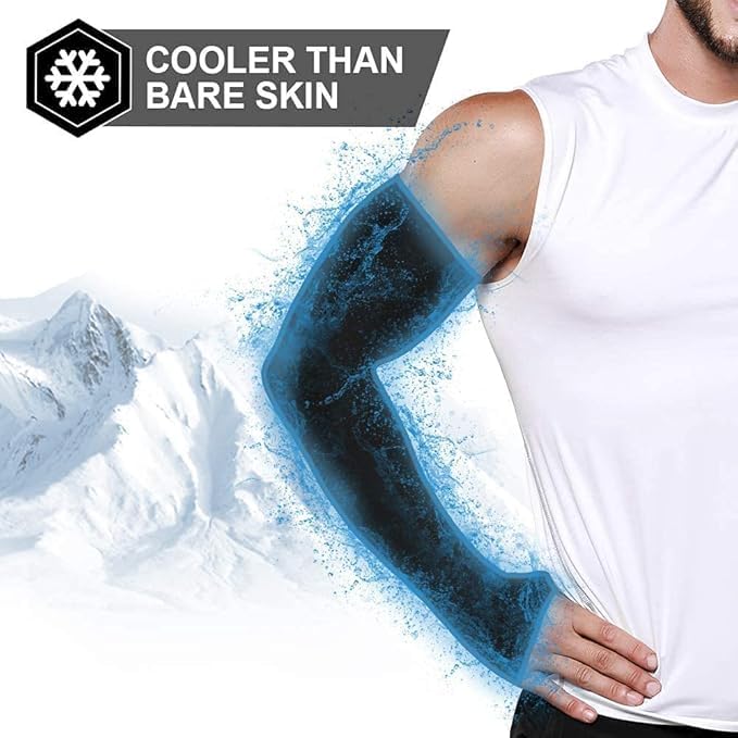 UV Protection Cooling Arm Sleeves (2 Pairs / 4 Sleeves) – Black Sun Protection Sports Arm Covers for Men & Women