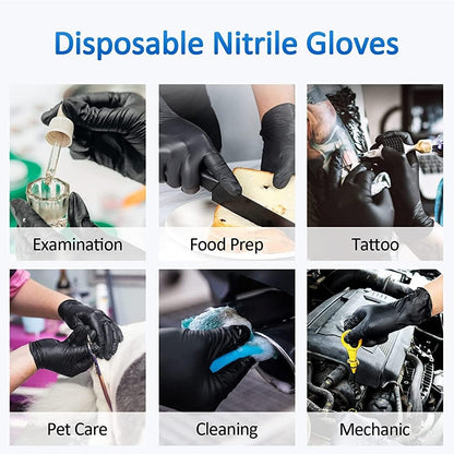 Black Nitrile Gloves, Surgical & General, Disposable Powder Free Examination Hand gloves Multi Purpose with Superior Durability Gloves (Medium, Pack of 100 (Black))