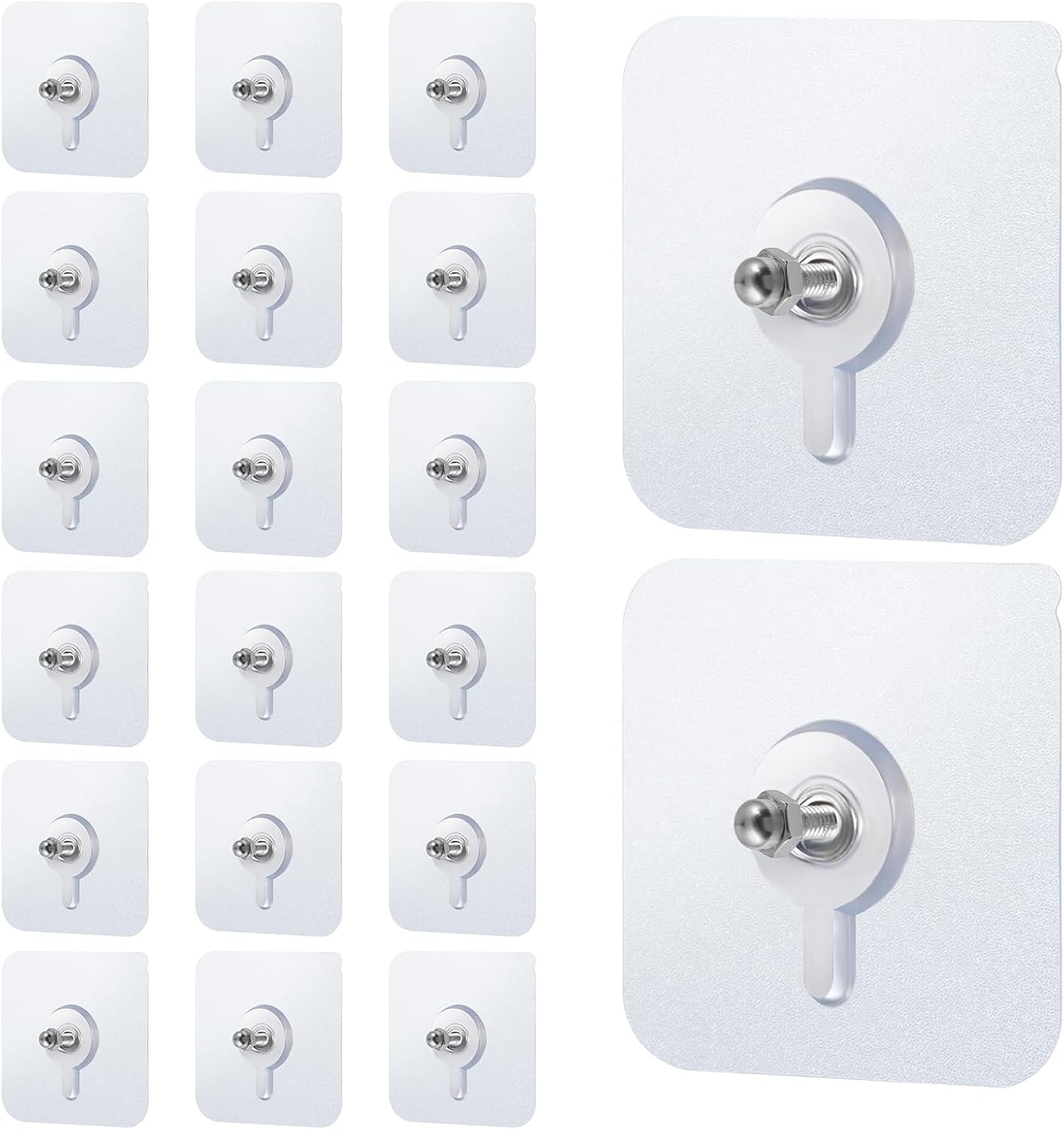 20PCS Heavy Duty Transparent Self-Adhesive Wall Hooks | Waterproof & Rustproof | No Drill Wall Mount Hooks for Bathroom, Kitchen & Home Organization