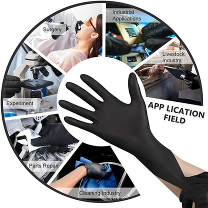 Black Nitrile Gloves, Surgical & General, Disposable Powder Free Examination Hand gloves Multi Purpose with Superior Durability Gloves (Medium, Pack of 100 (Black))