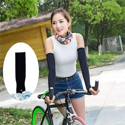 UV Protection Cooling Arm Sleeves (2 Pairs / 4 Sleeves) – Black Sun Protection Sports Arm Covers for Men & Women