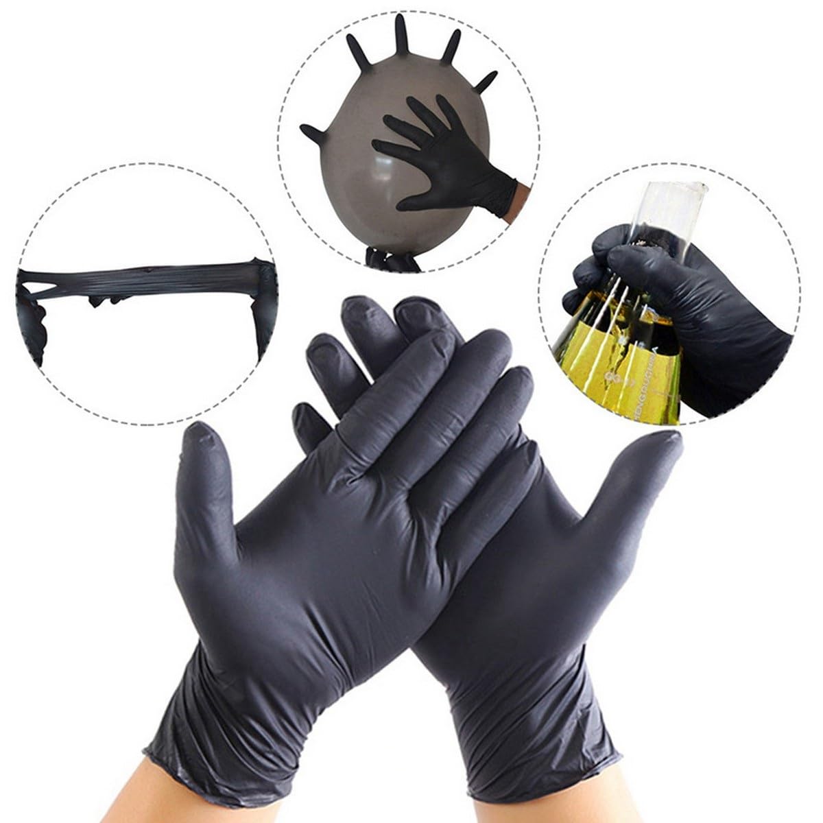 Black Nitrile Gloves, Surgical & General, Disposable Powder Free Examination Hand gloves Multi Purpose with Superior Durability Gloves (Medium, Pack of 100 (Black))