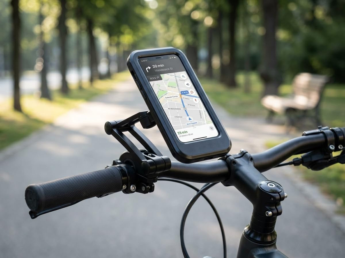 360° Adjustable Waterproof Motorcycle & Bicycle Phone Holder Case – Shockproof Handlebar Mount for Navigation & Riding