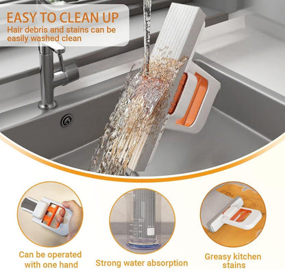 Mini Portable Self-Squeeze Sponge Mop – Handheld Water Absorbing Cleaner for Kitchen, Bathroom, Glass & Countertops