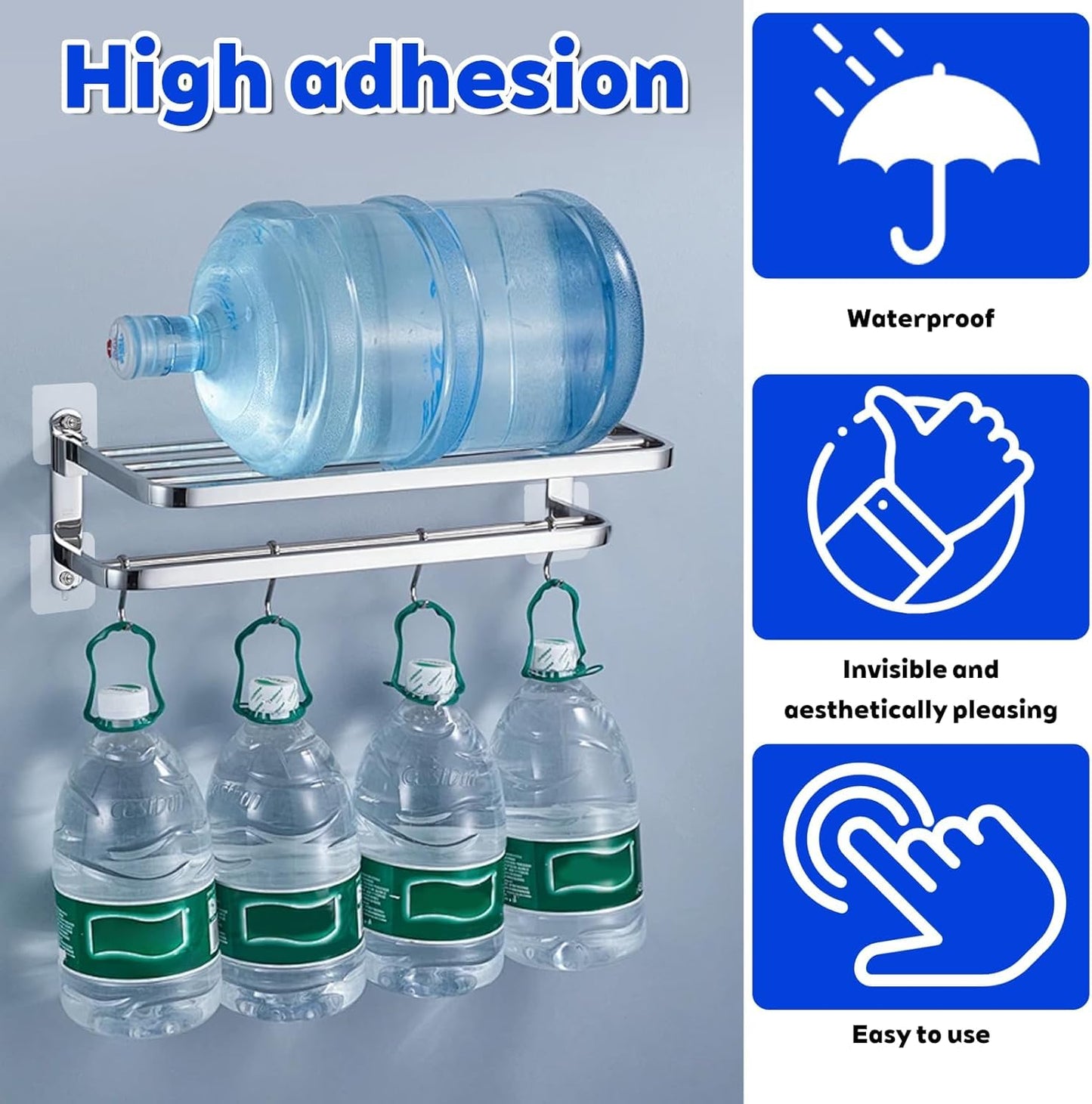 20PCS Heavy Duty Transparent Self-Adhesive Wall Hooks | Waterproof & Rustproof | No Drill Wall Mount Hooks for Bathroom, Kitchen & Home Organization