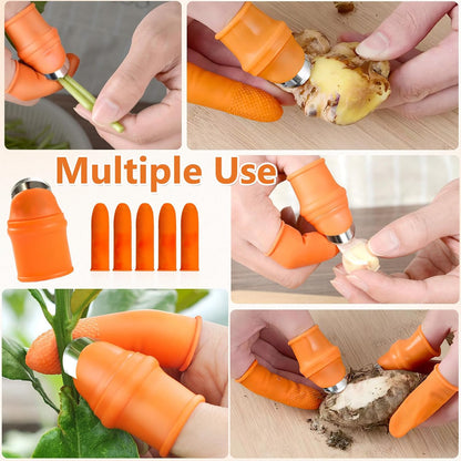 3 Pcs Finger Protector for Cutting Vegetables, Multi Gardening Mini Branch Thumb Cutter with 15 Pcs Silicone Fingers Protectors for Harvesting, Plants Picking, Trimming