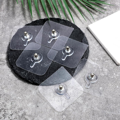 20PCS Heavy Duty Transparent Self-Adhesive Wall Hooks | Waterproof & Rustproof | No Drill Wall Mount Hooks for Bathroom, Kitchen & Home Organization