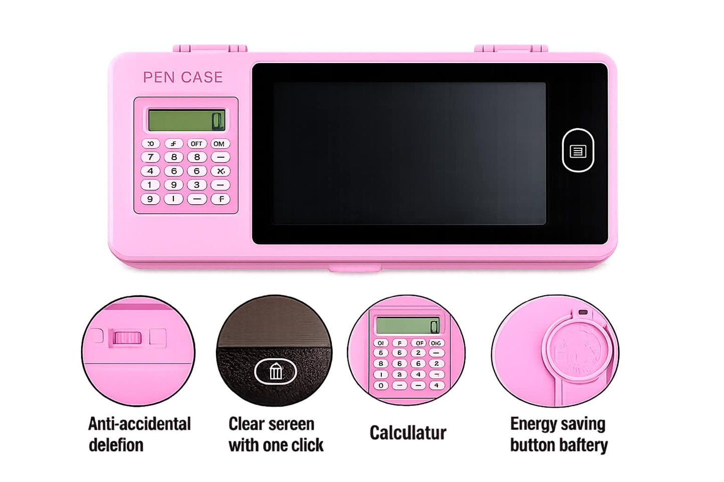 LCD Writing Tablet Pencil Case With Calculator 1 Pc