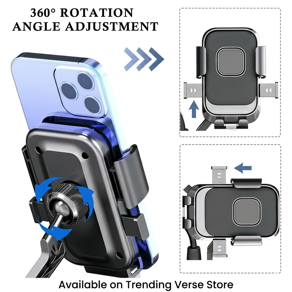 Universal Anti-Shake Motorcycle & Bicycle Mobile Phone Holder | 360° Rotation Heavy-Duty Handlebar Cradle Bracket